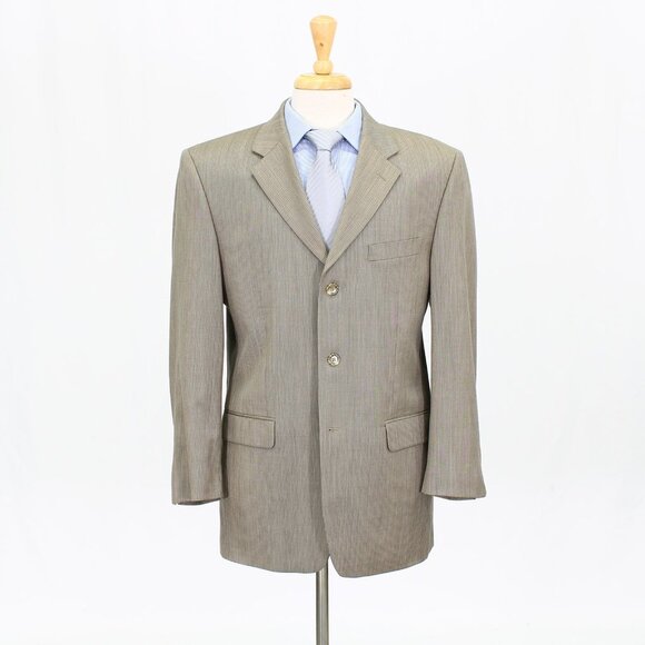 Jones New York 42R Beige Striped 3-Button Sport Coat Blazer Jacket G032 - Picture 1 of 11